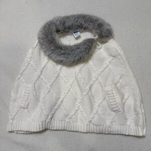 Janie and Jack Faux Fur Collar Sweater Cape White 12-18 Months